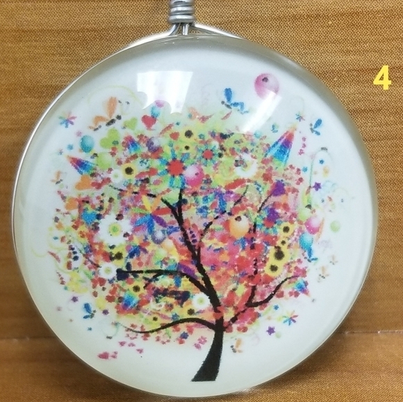 Watercolor Tree Pendant Necklace - Picture 4 of 8